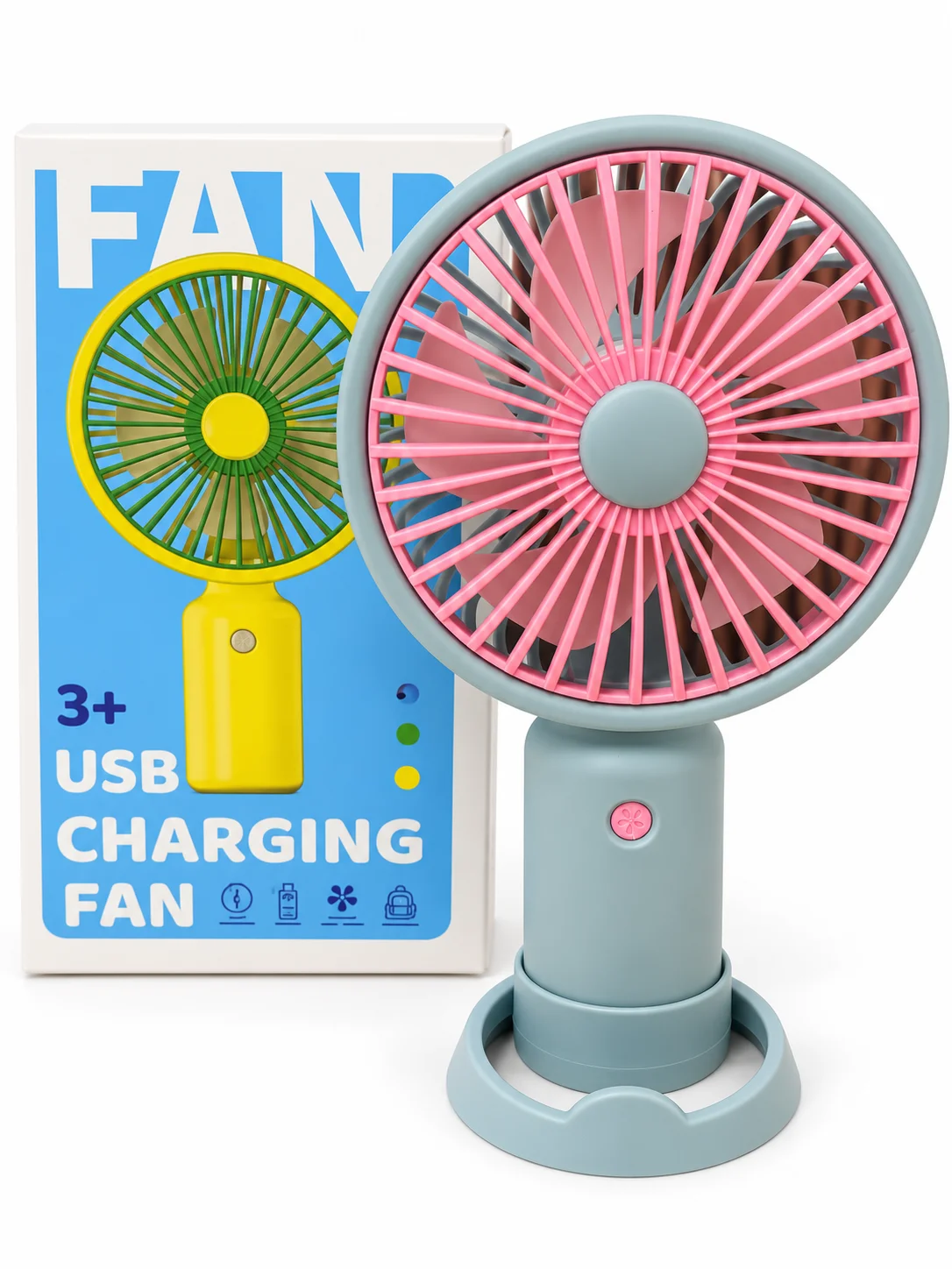 ColorPop USB Rechargeable Handheld Fan with Stand