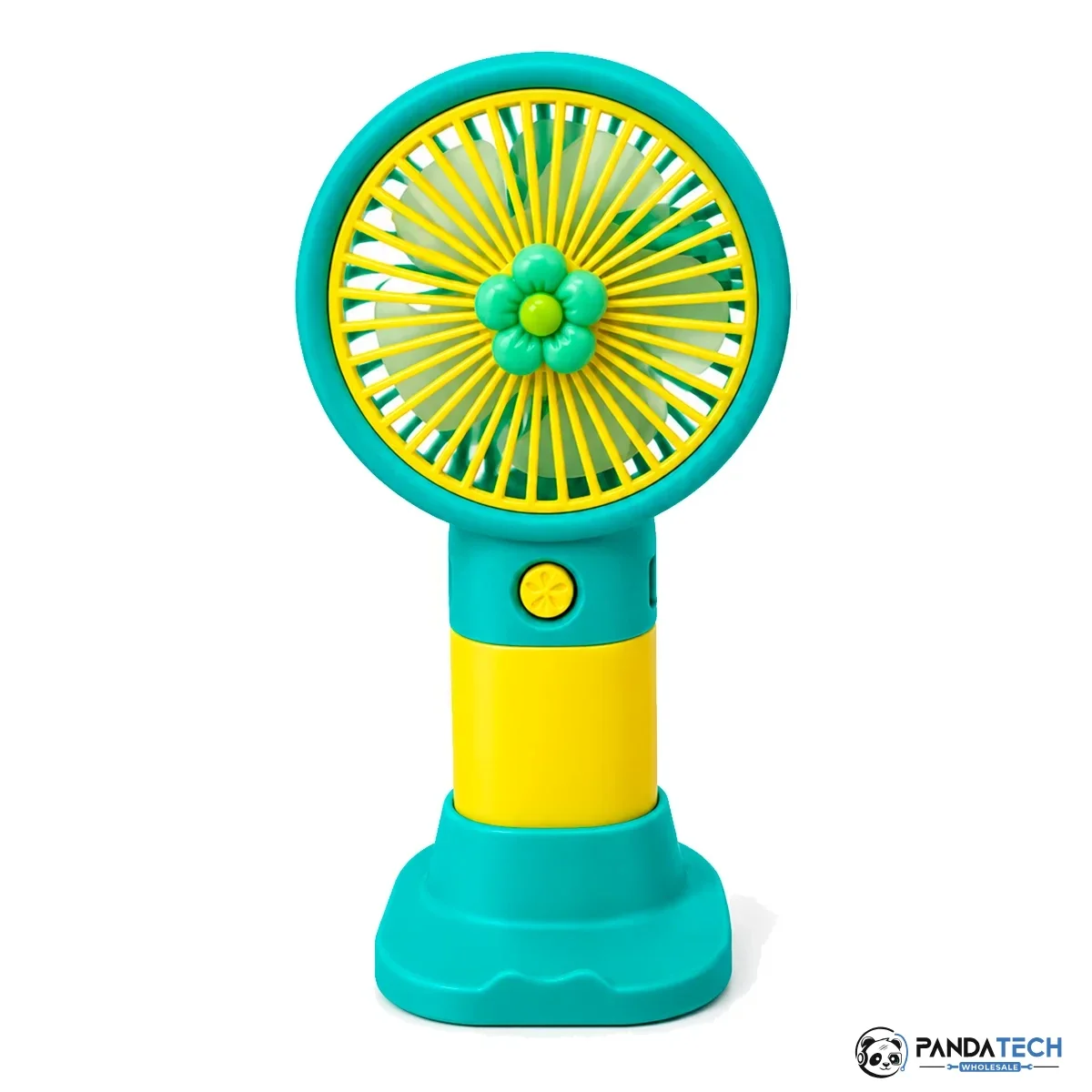 BloomBreeze Floral Rechargeable Handheld Fan with Stand